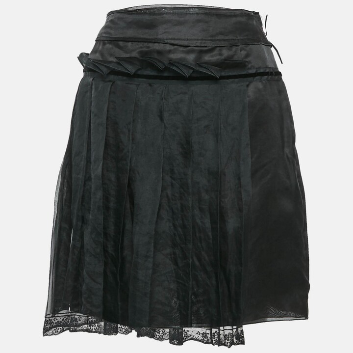 Pre-Owned Dolce & Gabbana Women's Black Crepe Pleated Mini Skirt