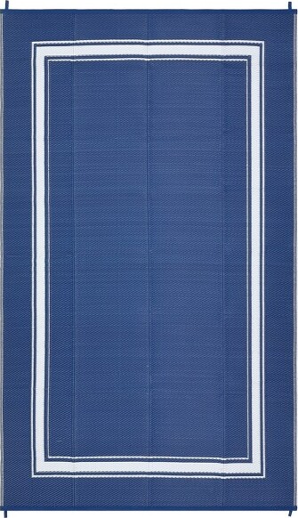 Fulvari Navy/WhiteReversibleOutdoorRug–9'x18'WaterproofUVResistantWovenMatNon-Slip–forGardenDeckBalconyPoolRV