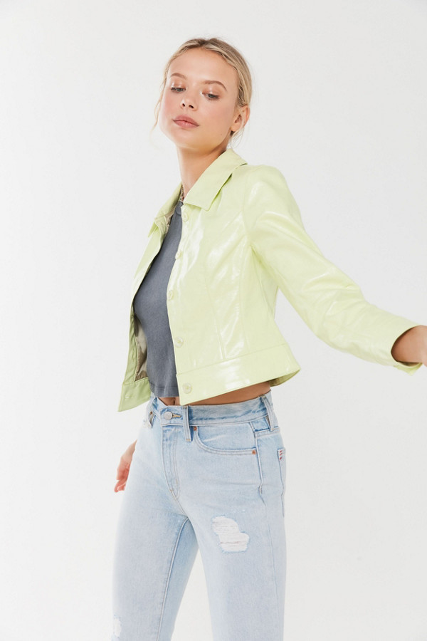 vinyl cropped jacket