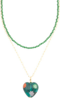 TJMAXX Sterling Silver Gemstone Murano Heart Necklace For Women, Gold