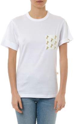 Chloé White Cotton T-shirt With Pocket & Ring Details