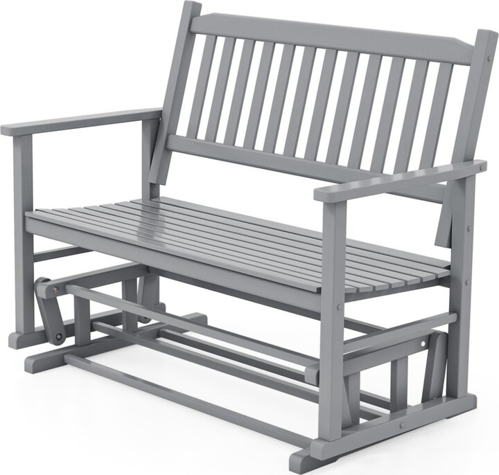 Slickblue 2 Seats Outdoor Glider Bench with Armrests and Slatted Seat
