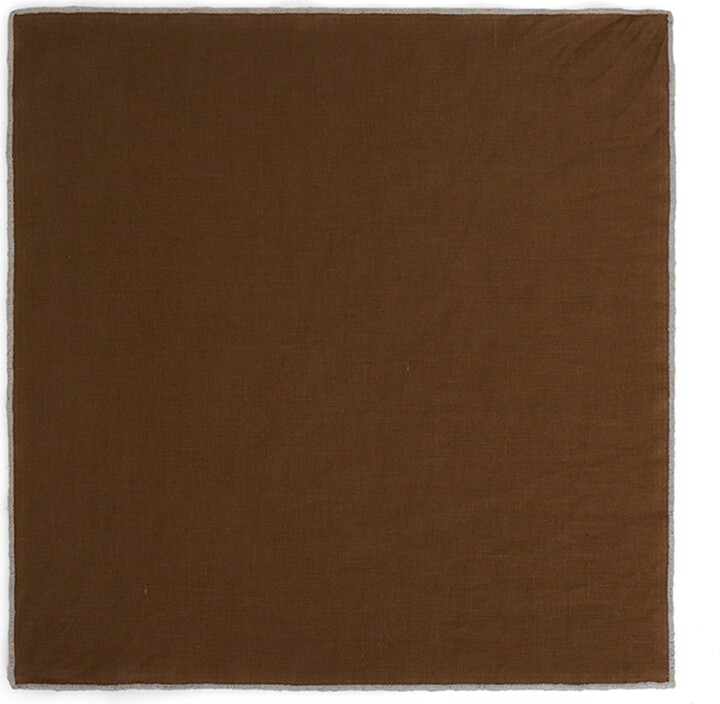 The Summer Edit Brown Kelly Luxe Linen Headscarf - Cognac