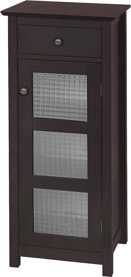 Teamson Home Chesterfield Wooden Floor Cabinet with Waffle Glass Door and Drawer