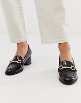 Thumbnail for your product : ASOS DESIGN DESIGN Stirrup mid-heeled loafers in black patent