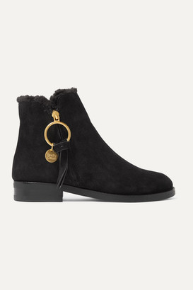 See by Chloe Shearling-lined Suede Ankle Boots