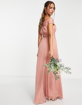 Thumbnail for your product : ASOS DESIGN Bridesmaid off shoulder ruched bodice maxi dress with skirt pleat detail