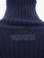 Thumbnail for your product : Vetements Scarf Roll-neck Wool Sweater - Womens - Navy