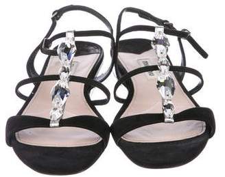 Miu Miu Embellished Suede Sandals