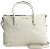 Thumbnail for your product : Miu Miu Ivory Leather Logo Imprinted Convertible Top Handle Tote