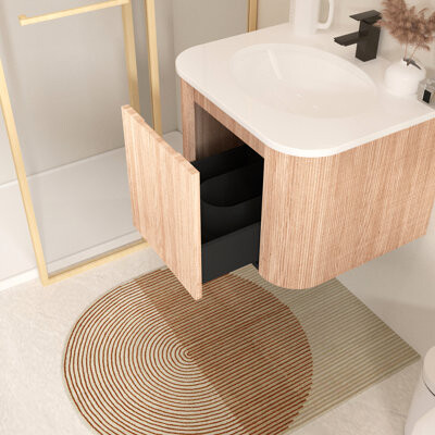 Wrought Studio 24 Inch Wall Mounted Bathroom Vanity With Sink Curved Design