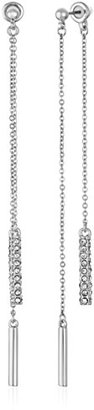 Vince Camuto Pave Stick Light Rhodium Double Front Back Drop Earrings