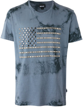 Just Cavalli studded flag T-shirt - men - Cotton/Metal (Other) - L