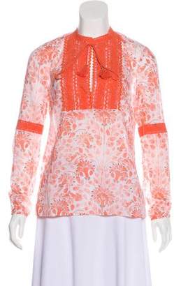 Tory Burch Lace-Trimmed Long Sleeve Top