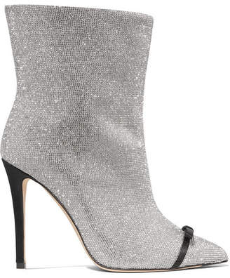 Marco De Vincenzo Pvc-trimmed Crystal-embellished Leather Ankle Boots - Silver