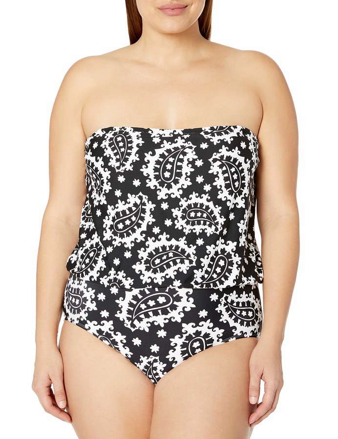 one piece blouson swimsuit plus size