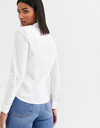 ASOS DESIGN DESIGN long sleeve fitted shirt in stretch cotton in white