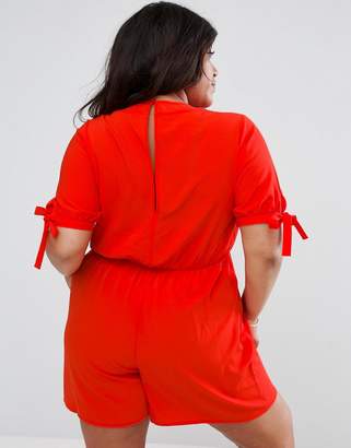 ASOS Curve Smock Playsuit With Tie Front