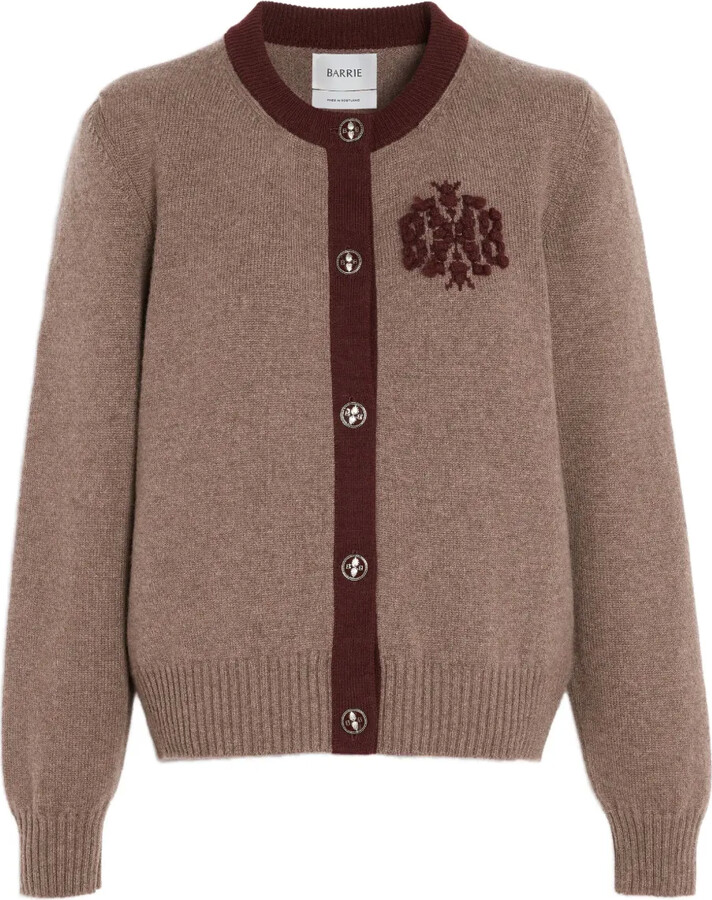 Barrie Monogram-Embroidered Cashmere Cardigan