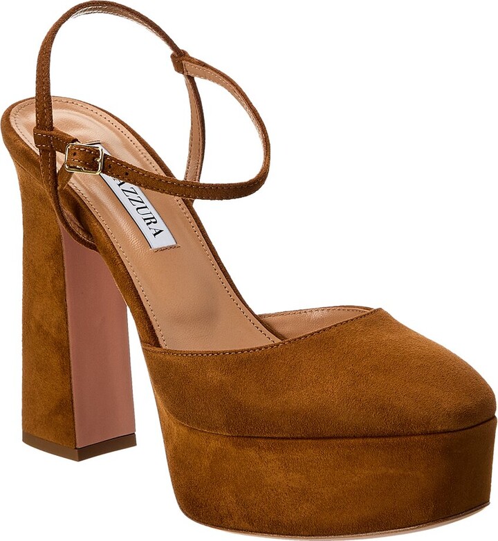 Aquazzura Groove Plateau 120 Suede Platform Pump