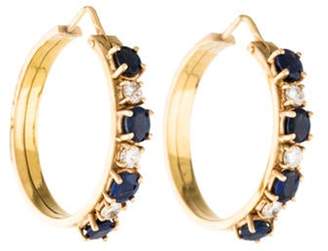 18K Sapphire & Diamond Hoop Earrings yellow 18K Sapphire & Diamond Hoop Earrings