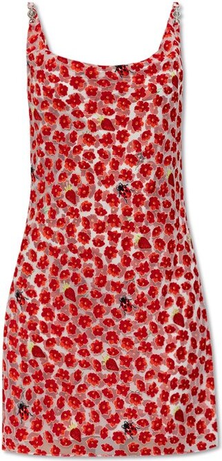 Versace Strawberry Garden Devore-Printed Sleeveless Mini Dress