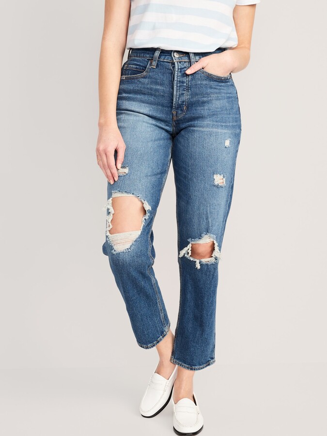 Old Navy Extra High-Waisted Wide-Leg Ripped Jeans for Women – Search By  Inseam