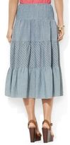 Thumbnail for your product : Lauren Ralph Lauren Striped Chambray Tiered Skirt