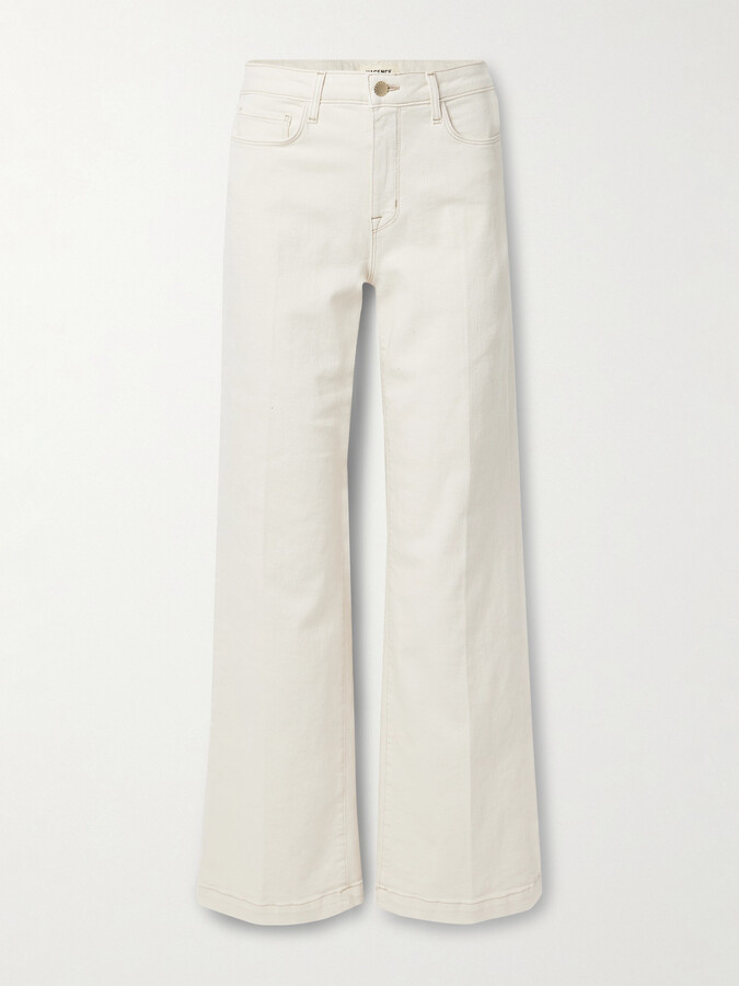 L'Agence Scottie High-rise Wide-leg Stretch-denim Jeans - White