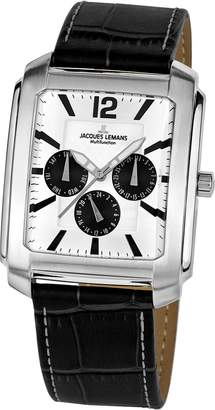 Jacques Lemans Madrid Gents Multifunction Black Leather Strap Watch 1-1463T