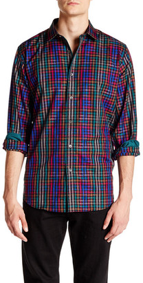 Bugatchi Check Print Long Sleeve Classic Fit Shirt