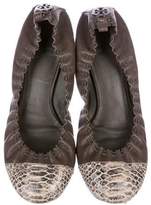 Thumbnail for your product : Tory Burch Snakeskin Cap-Toe Flats