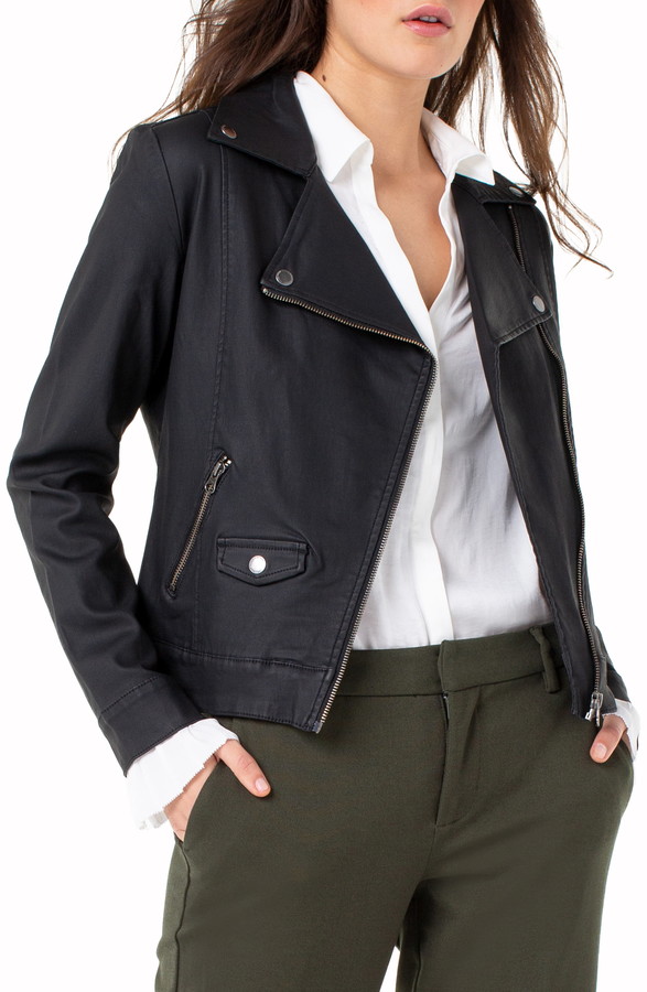 Liverpool Coated Denim Moto Jacket 