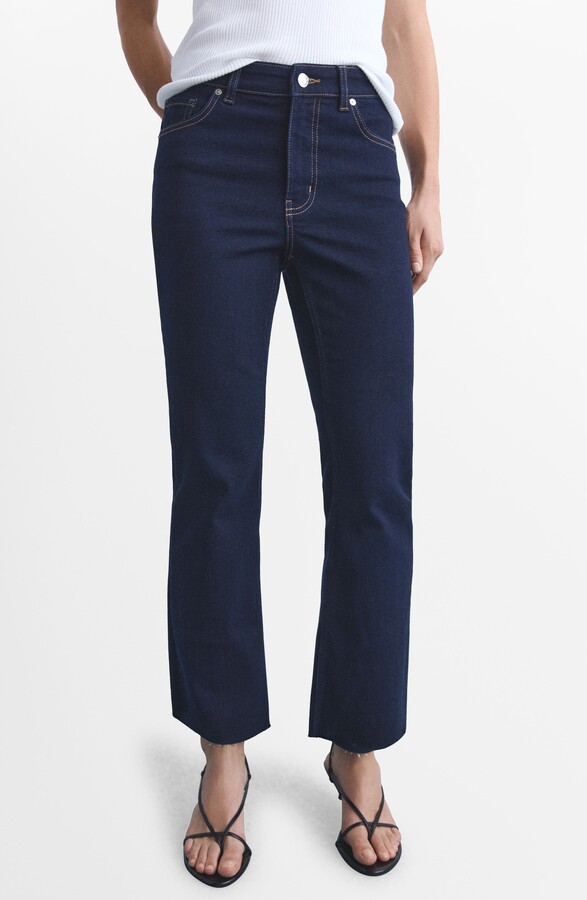 MANGO Sienna Raw Hem Crop Flare Jeans