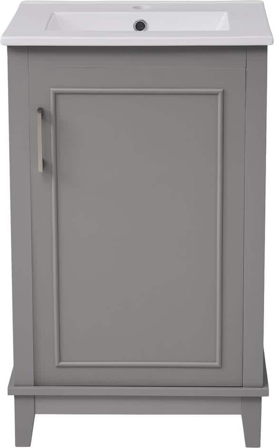 Boosicavelly 15.5 in. W x 20 in. D x 33.3 in. H Single Sink Freestanding Bath Vanity in Gray with White Ceramic Top