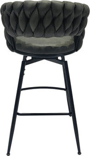 Hokku Designs 4pcs Tan Technical Leather Swivel Bar Stools, Woven Back, Base For Kitchen Island, Restaurant, Bar, Cafe 360 Stools Of 4, Upholstered With