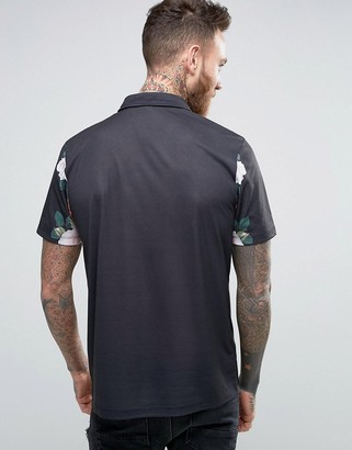 ASOS Polo Shirt With Floral Chest Detail