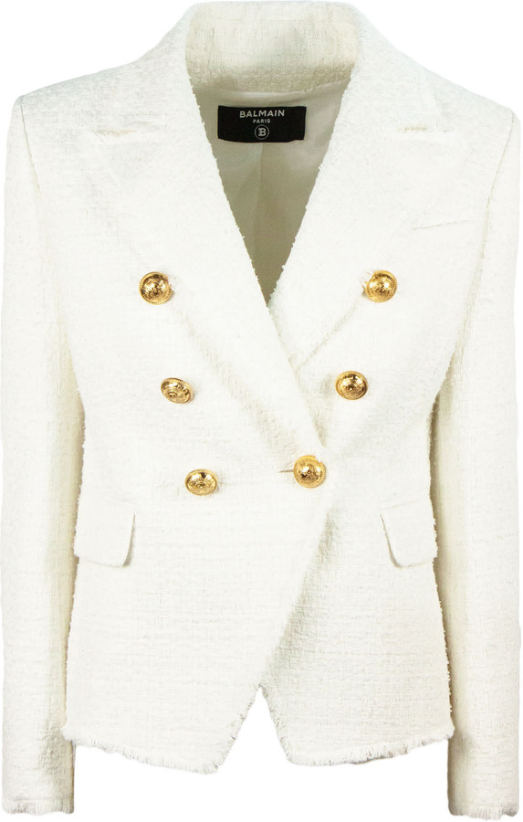 balmain white coat