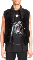 Thumbnail for your product : Givenchy Nylon Puffer Vest with Velvet, Black