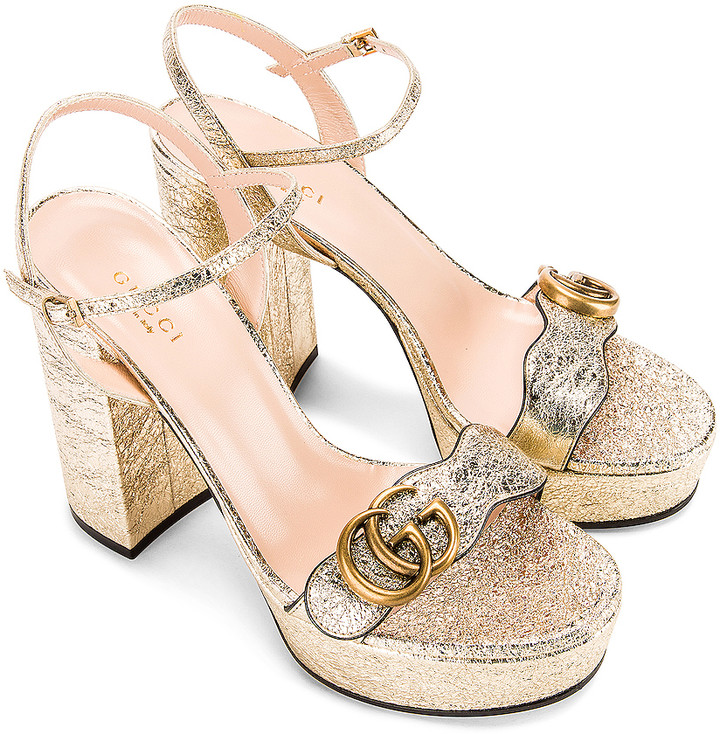 gucci gold platform sandals