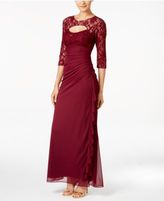 Thumbnail for your product : Betsy & Adam B&A by Lace-Trim Cutout Ruched Gown
