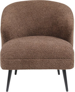 Brown Boucle Accent Chair, High Foam Cushions, Luxury Chair With Covering And