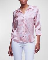Thumbnail for your product : L'Agence Dani Button-Front Silk Blouse