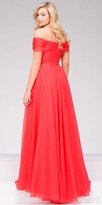 Thumbnail for your product : Jovani A-Line Silk Chiffon Off the Shoulder Prom Dress