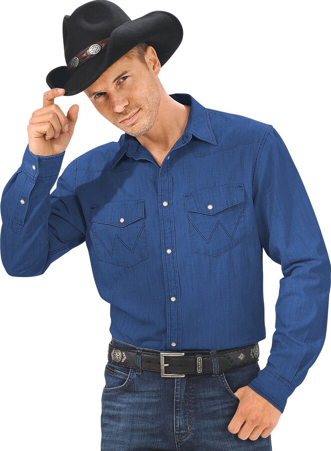 Wrangler Men's Western Long Sleeve Classic Denim Shirt - ShopStyle