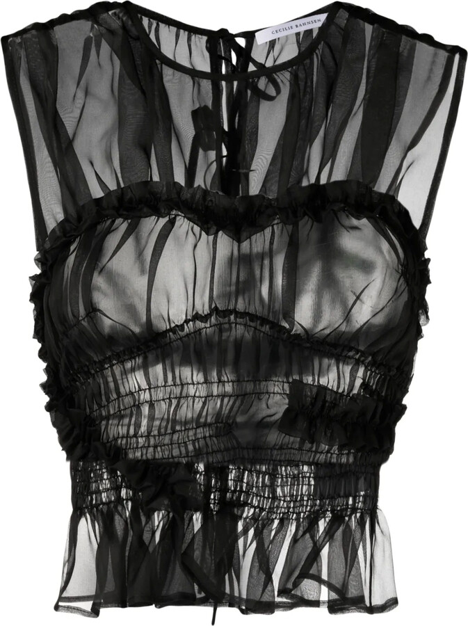 Cecilie Bahnsen Ruched Sleeveless Silk Top