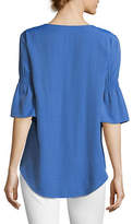 Thumbnail for your product : Halston H Shirred Elbow-Sleeve Top