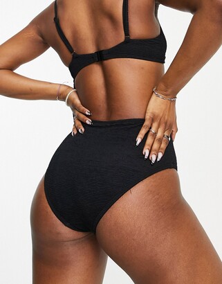 Topshop crinkle high waist bikini bottom in black - ShopStyle Two Piece  Swimsuits