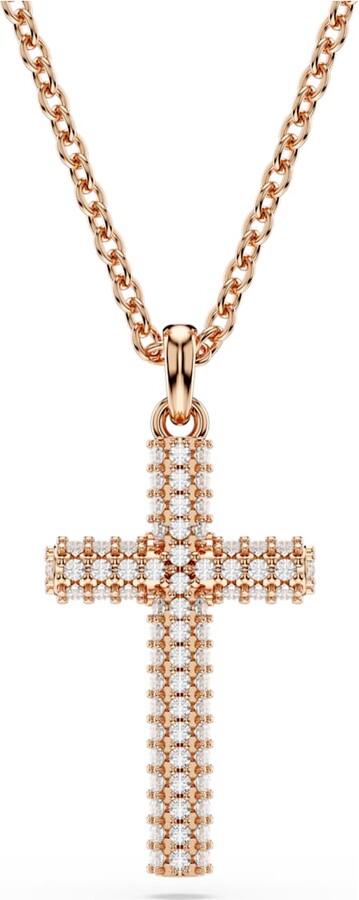Swarovski Insigne pendant, Cross, White, Rose gold-tone plated