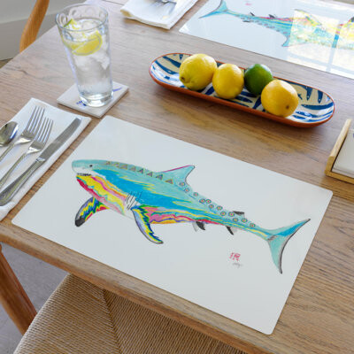 Rosecliff Heights Psycho Shark Set of 4 Placemat - Nautical Ocean Decor